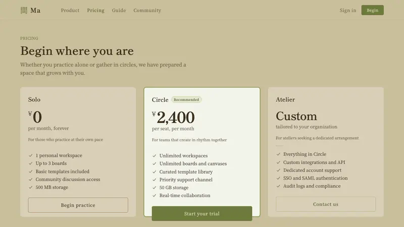 Japanese Tea Ceremony — Web · pricing
