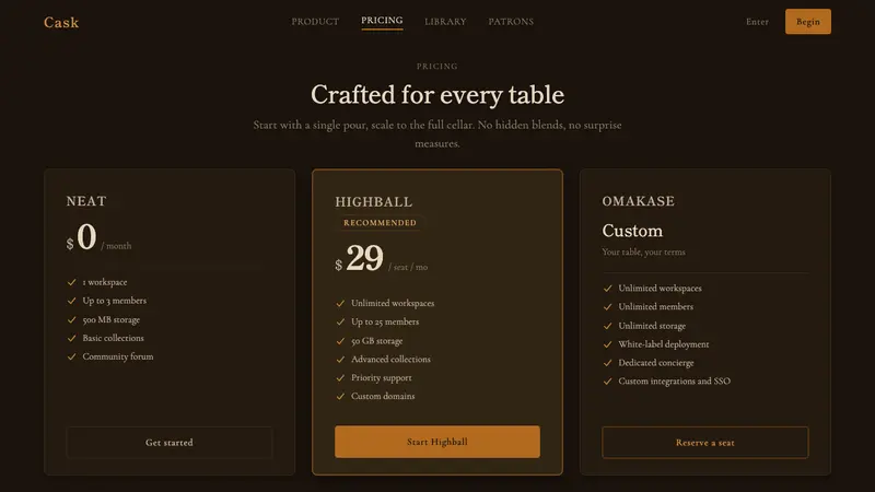 Japanese Whisky Bar — Web · pricing
