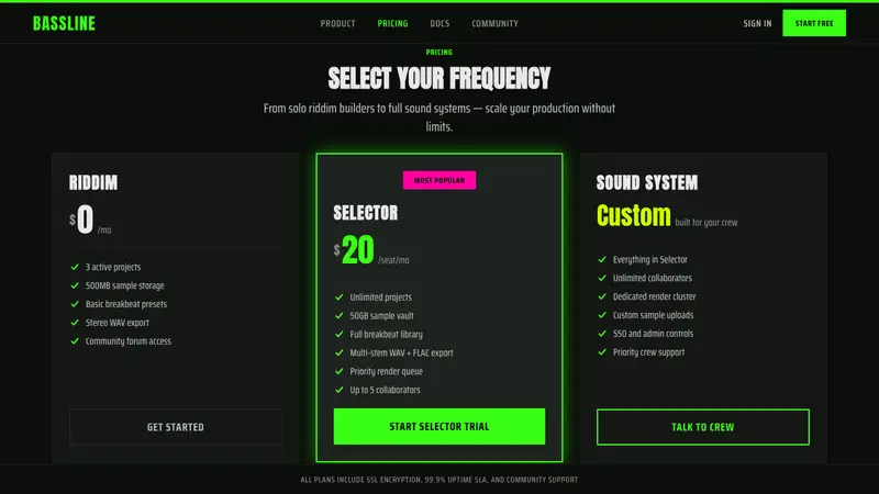 Jungle / Drum & Bass — Web · pricing