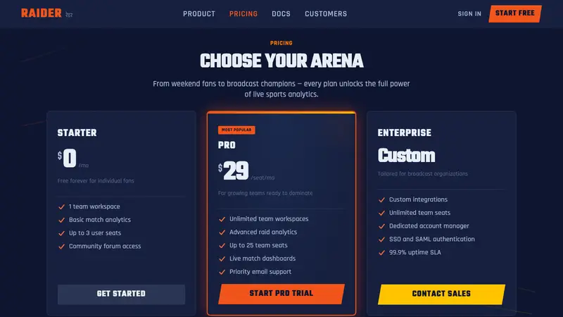 Pro Kabaddi League — Web · pricing