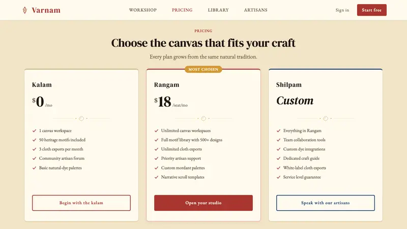 Kalamkari (Andhra Pradesh) — Web · pricing