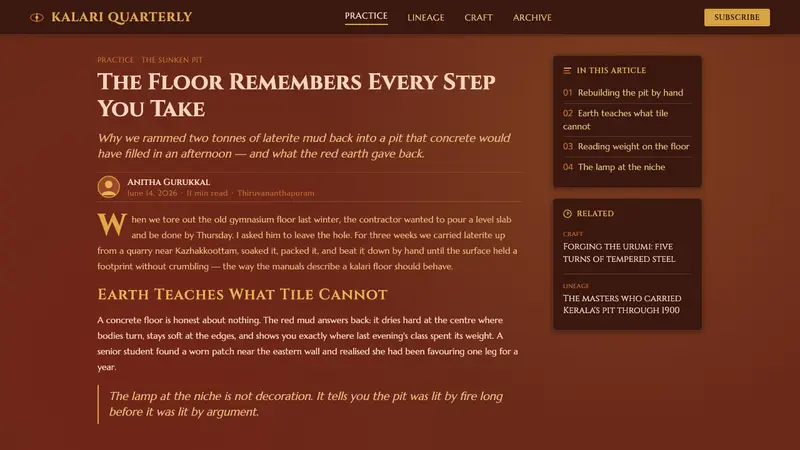 Kalaripayattu Kalari Arena — Web · article