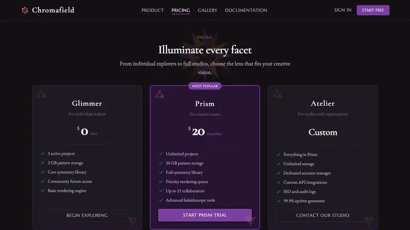 Kaleidoscope — Web · pricing