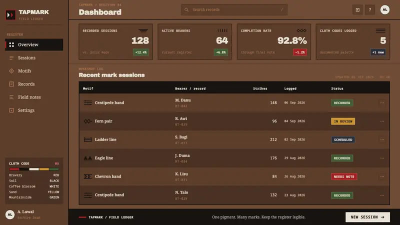 Kalinga Batok Tattoo — Web · dashboard