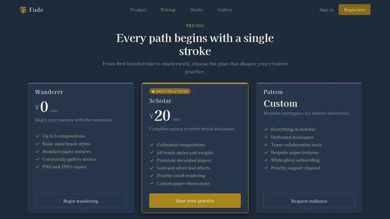 Kana Waka Calligraphy — Web · pricing