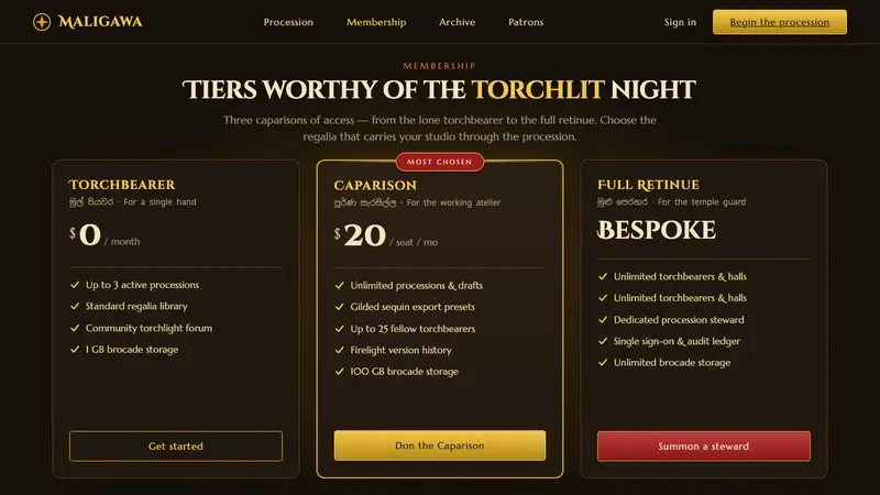 Kandy Esala Perahera — Web · pricing