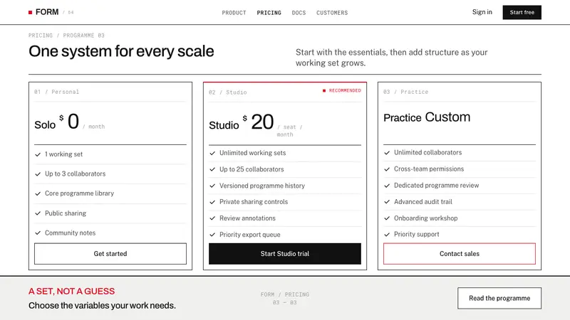 Karl Gerstner Programmes — Web · pricing