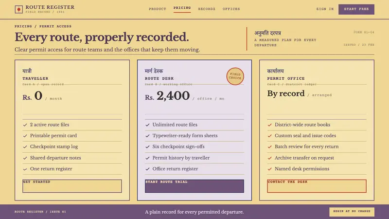 Trekking Permit 1980 — Web · pricing