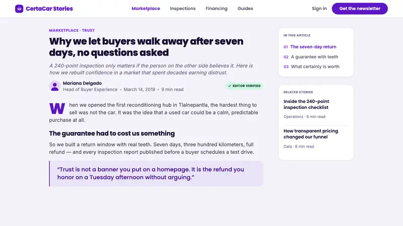 Kavak Marketplace — Web · article