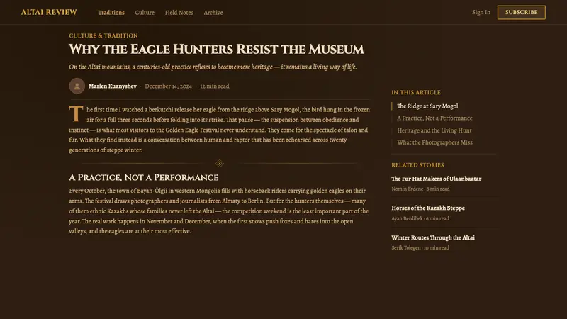 Kazakh Eagle Hunter — Web · article