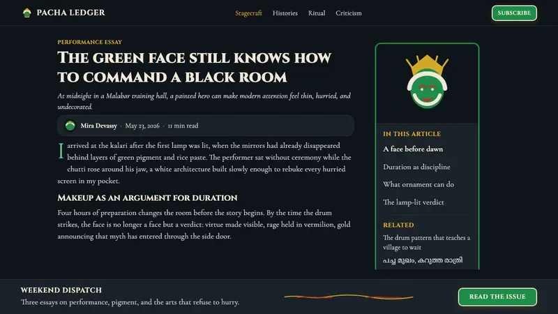 Kerala Kathakali (Pacha Green Makeup) — Web · article
