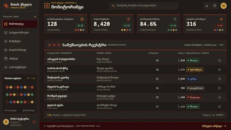 Khevsur Cross Embroidery — Web · dashboard
