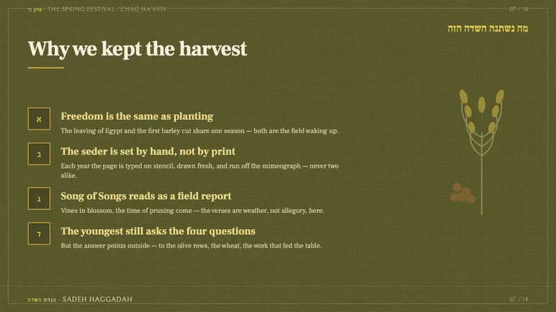 Kibbutz Haggadah — Slides · content