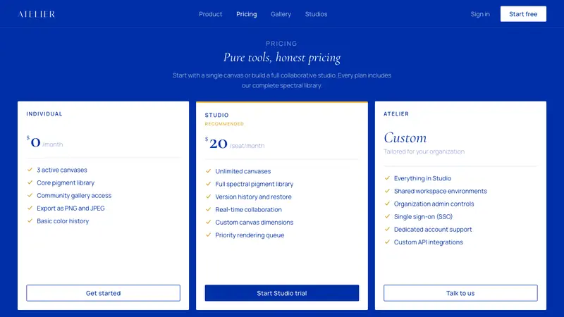 Klein Blue (IKB) — Web · pricing