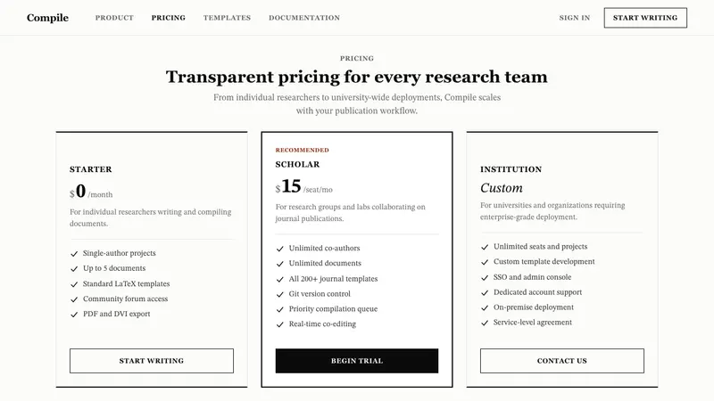 TeX Academic Paper — Web · pricing