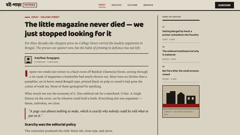 Kolkata Adda Letterpress — Web · article