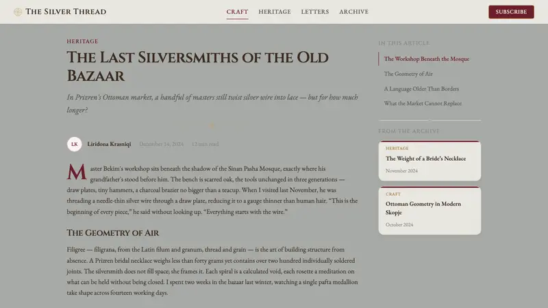 Kosovar Prizren Filigree Silver — Web · article