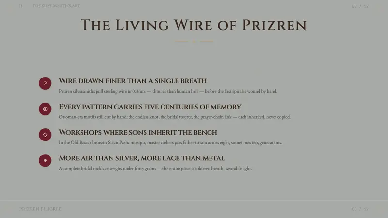 Kosovar Prizren Filigree Silver — Slides · content