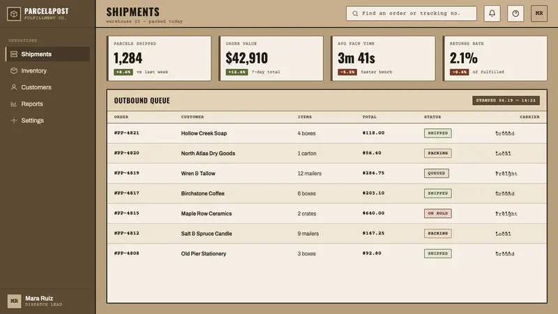 Kraft Paper Packaging — Web · dashboard