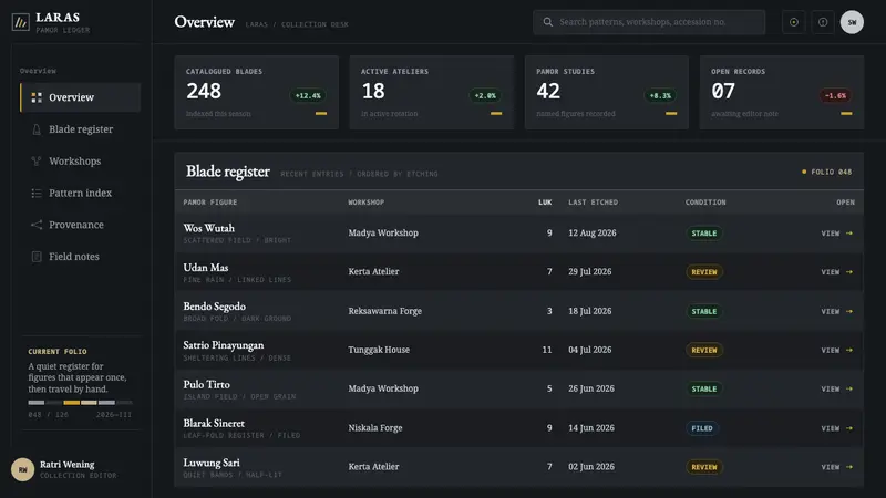 Kris Pamor Blade — Web · dashboard