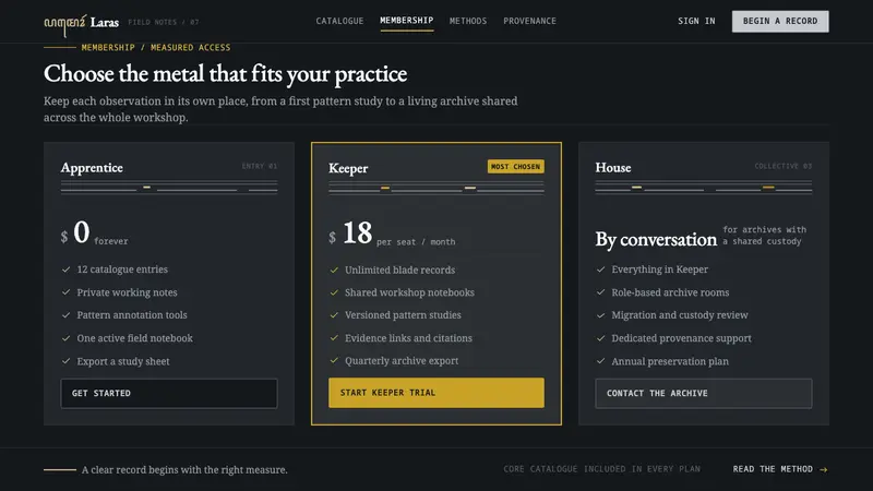 Kris Pamor Blade — Web · pricing