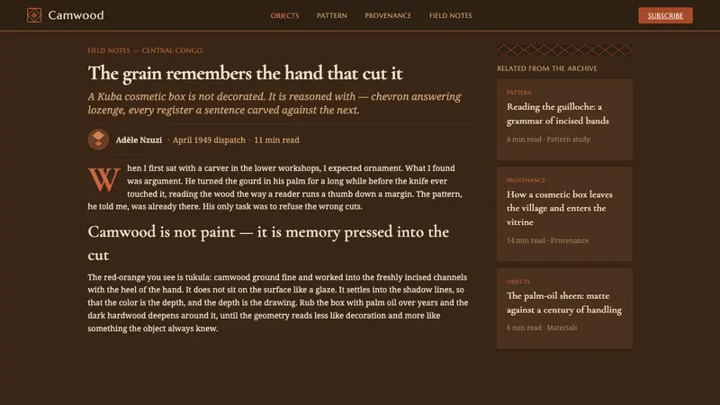 Kuba Calabash Brown — Web · article