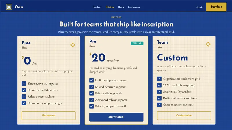 Kufic Square Arabic — Web · pricing