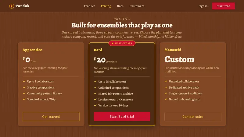 Kyrgyz Komuz & Manas Epic — Web · pricing