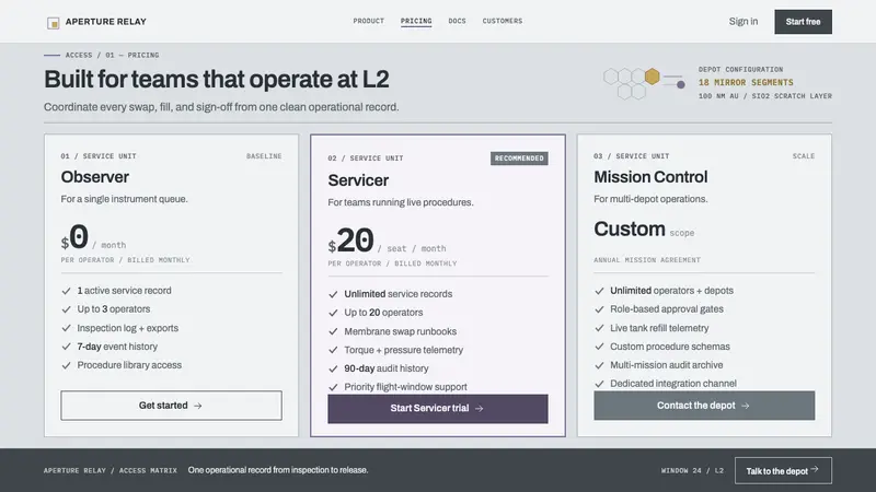 Lagrange Servicing Depot — Web · pricing