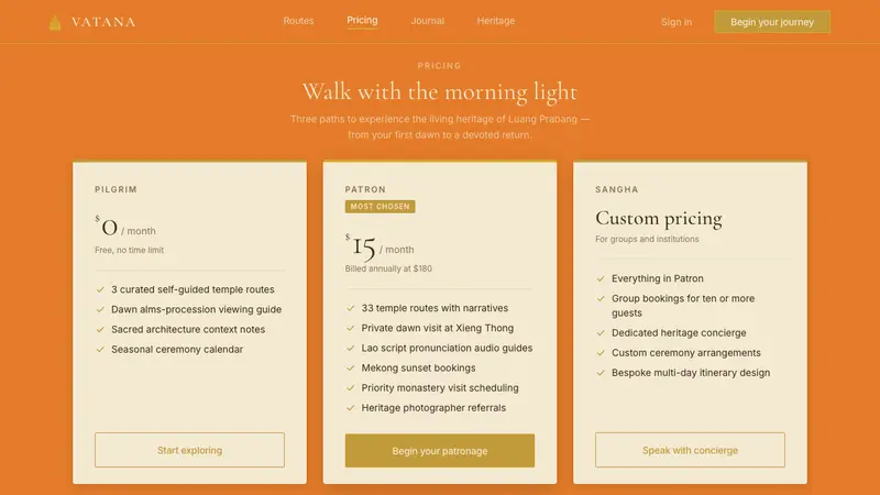 Luang Prabang Temple Tourism — Web · pricing