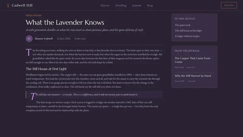 Lavender Distillery — Web · article