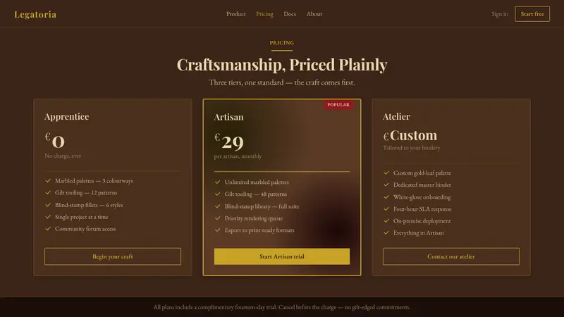 Florentine Leather Bindery — Web · pricing