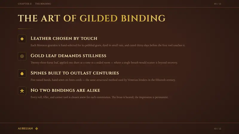 Gilt Leather Binding — Slides · content