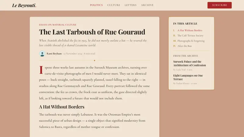 Lebanese Tarboush Belle Époque Beirut — Web · article