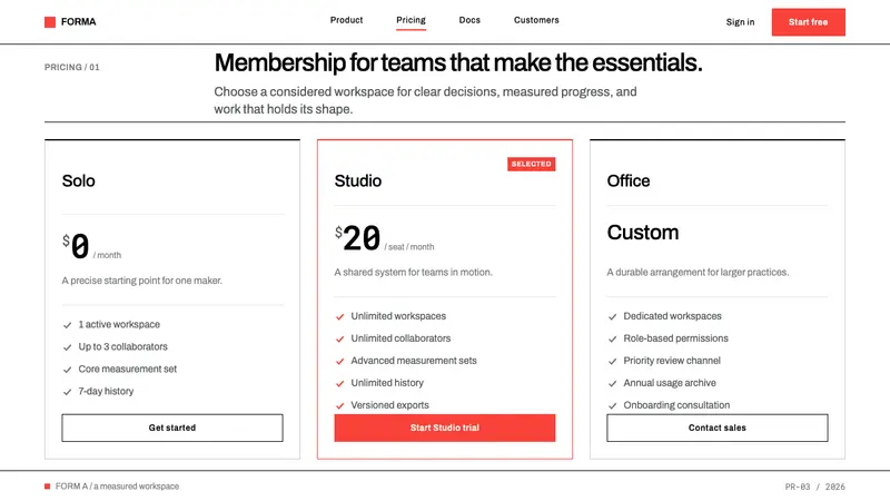 Lella Vignelli Product — Web · pricing