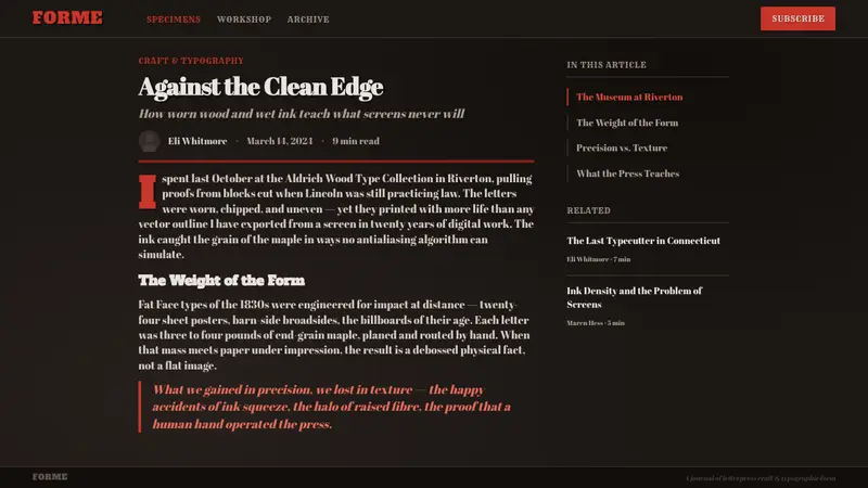 Wood Type Specimen — Web · article
