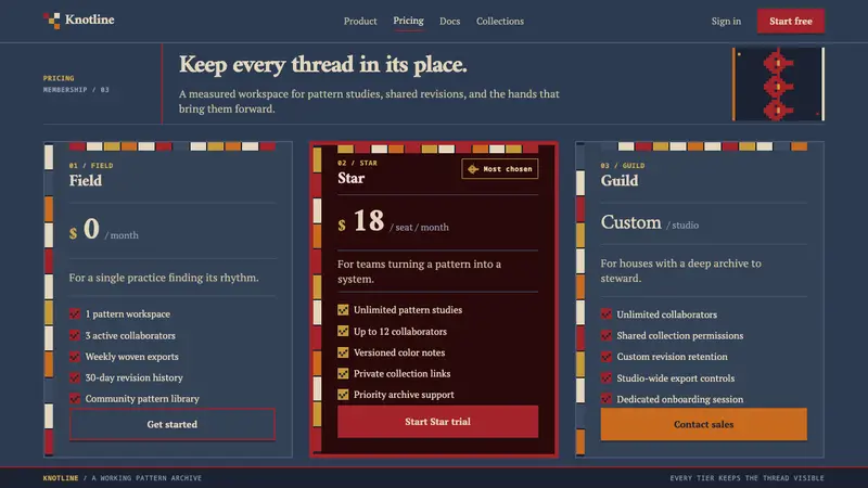 Lezgin Star Weave — Web · pricing