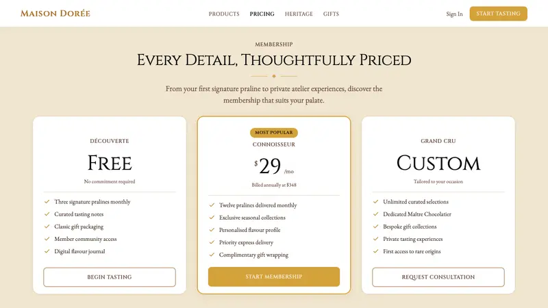 Lindt Swiss Chocolate — Web · pricing