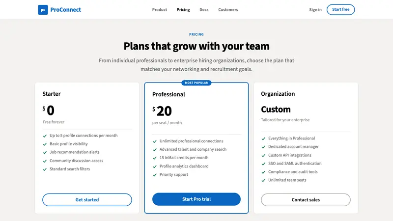 LinkedIn — Web · pricing