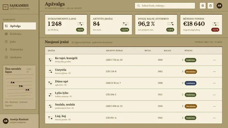 Sutartinės Notation — Web · dashboard