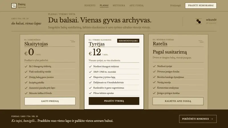 Sutartinės Notation — Web · pricing