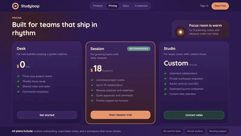 Lo-fi Hip Hop / Chillhop — Web · pricing