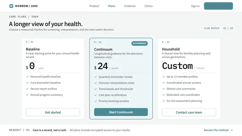 Longevity Clinic — Web · pricing