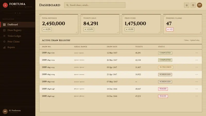 Engraved Lottery Ticket — Web · dashboard