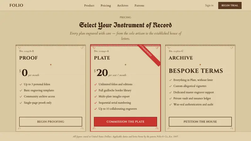 Engraved Lottery Ticket — Web · pricing