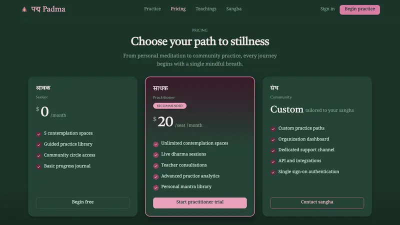 Lotus Pond — Web · pricing