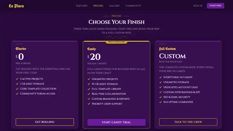 Lowrider Candy Paint — Web · pricing