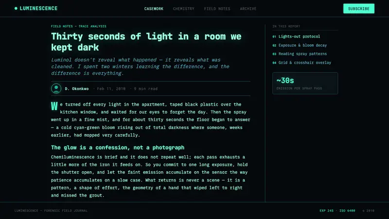 Luminol CSI Glow — Web · article