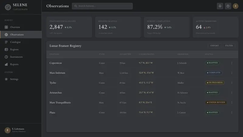 Lunar Selenography — Web · dashboard