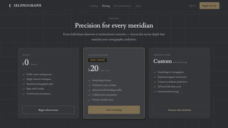 Lunar Selenography — Web · pricing
